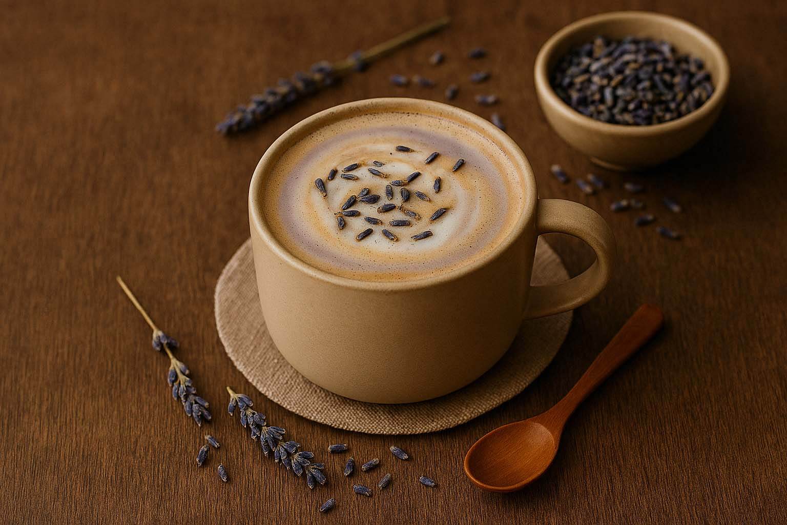 Lawendowe latte z prawdziwych kwiatów lawendy